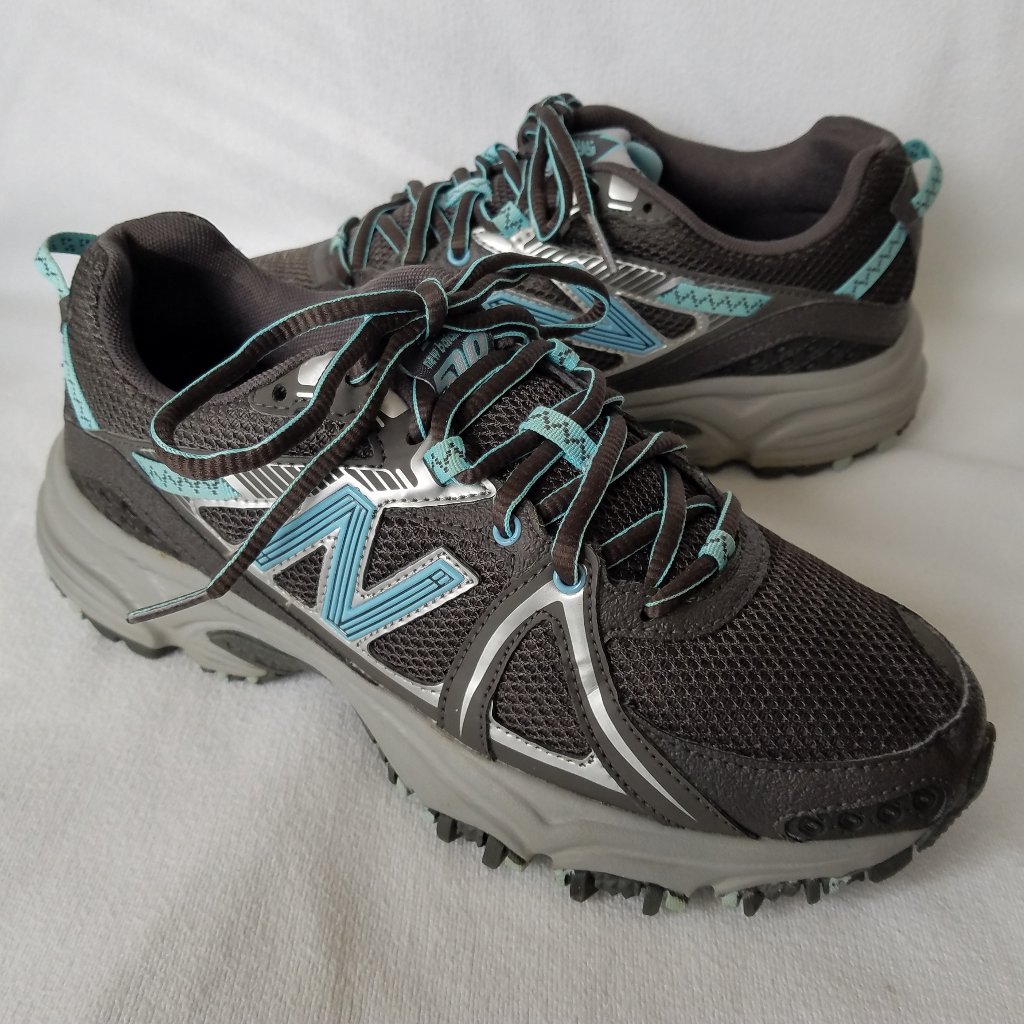 New Balance Wt510bb Trail Running Shoes Womens 7 D Gray Blue Lace Up Outdoors
